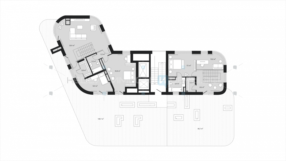 4 комн., 266.6м2, 8/9, Челюскинцев 5, Тюмень