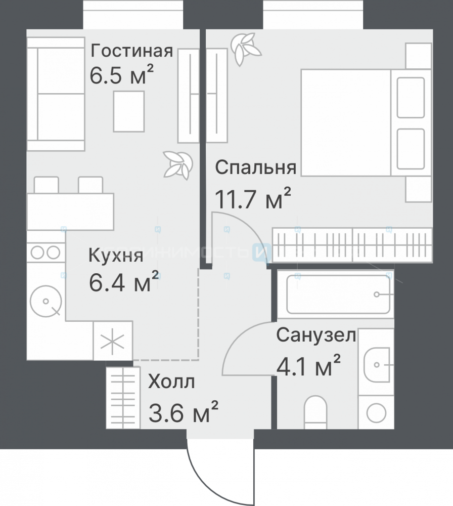 1 комн., 32.2м2, 13/14, Дружеский, Тюмень