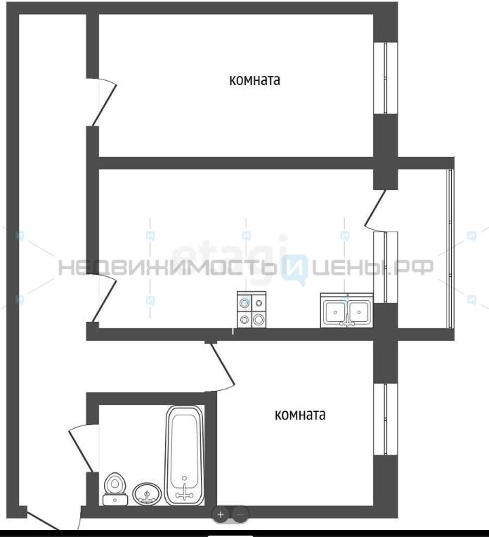 2 комн., 43м2, 2/5, Тюмень