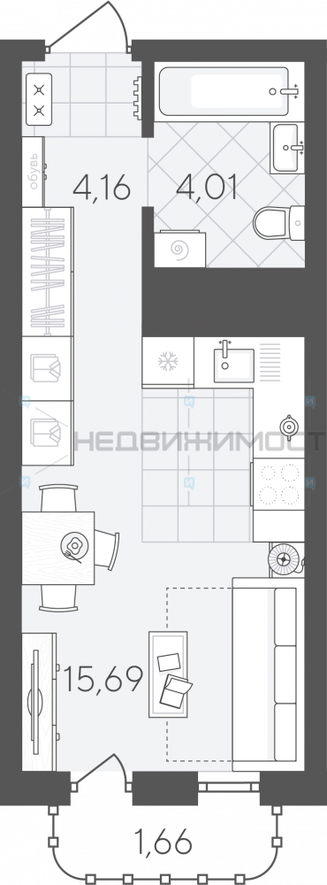 Студия, 25.52м2, 17/24, Скандиа. Квартал в Слободе, Тюмень