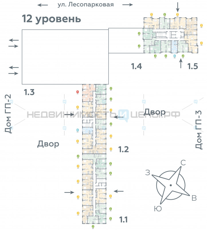 2 комн., 42.6м2, 12/24, Чистые пруды, Тюмень