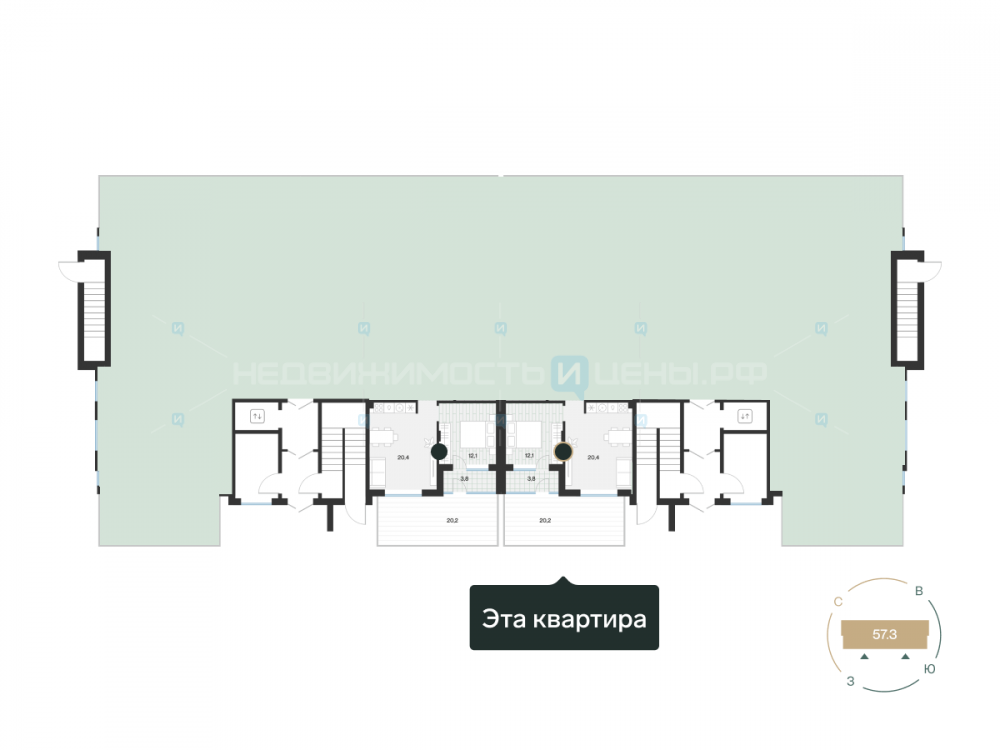 1 комн., 43.2м2, 1/4, Эклипт, Тюмень