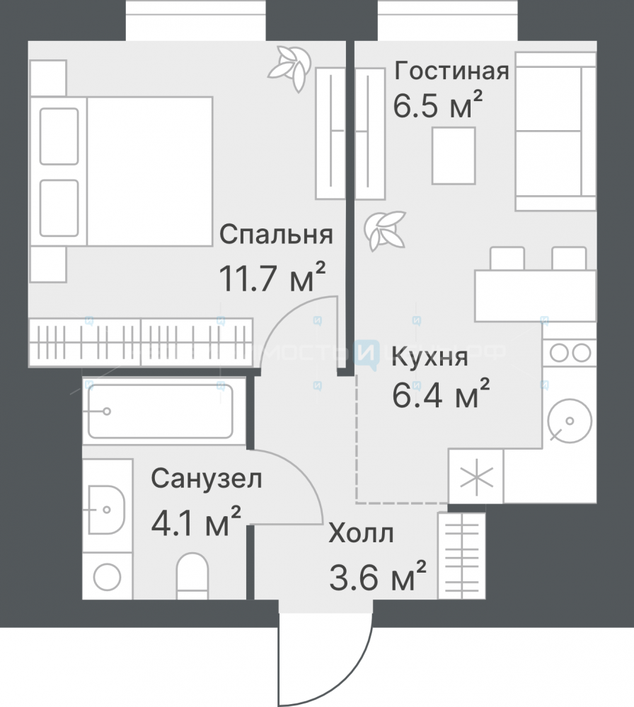 1 комн., 32м2, 13/14, Дружеский, Тюмень