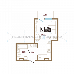 Студия, 29.73м2, 4/4, Озерный, Тюмень
