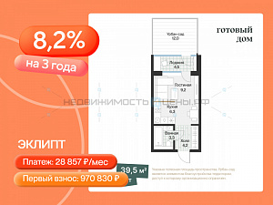 Студия, 25.2м2, 1/4, Эклипт, Тюмень