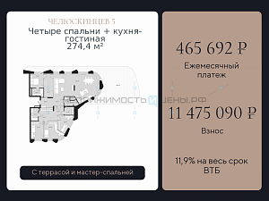 4 комн., 274.4м2, 2/9, Челюскинцев 5, Тюмень
