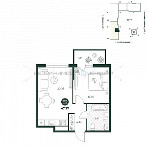 2 комн., 47.27м2, 1/18, Игрим, Тюмень
