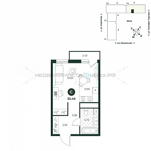 Студия, 32.46м2, 12/18, Игрим, Тюмень