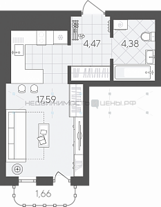 Студия, 28.1м2, 11/24, Скандиа. Квартал в Слободе, Тюмень