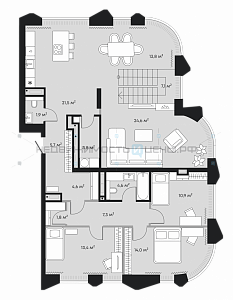 4 комн., 266.6м2, 8/9, Челюскинцев 5, Тюмень