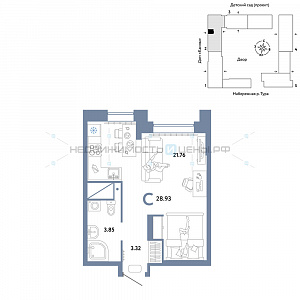Студия, 28.93м2, 15/25, Европейский берег, Тюмень