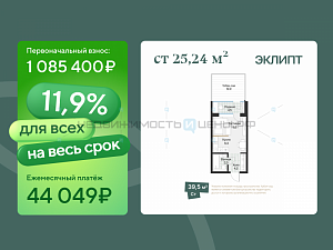 Студия, 25.24м2, 1/4, Эклипт, Тюмень