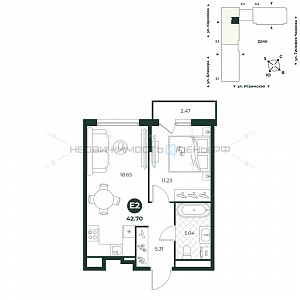 2 комн., 42.7м2, 5/18, Игрим, Тюмень