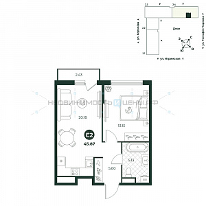 2 комн., 45.87м2, 9/18, Игрим, Тюмень
