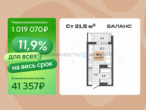Студия, 21.5м2, 17/17, Баланс, Тюмень