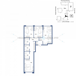 4 комн., 86.04м2, 10/25, Сердце Сибири, Тюмень