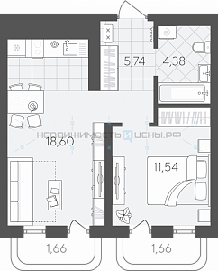 1 комн., 43.58м2, 7/24, Скандиа. Квартал в Слободе, Тюмень