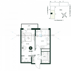 1 комн., 41.69м2, 15/18, Игрим, Тюмень