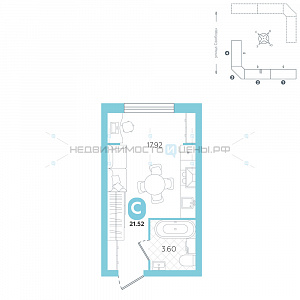 Студия, 21.52м2, 4/5, Счастье, Тюмень