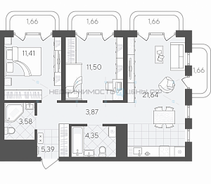 2 комн., 68.38м2, 15/24, Скандиа. Квартал в Слободе, Тюмень