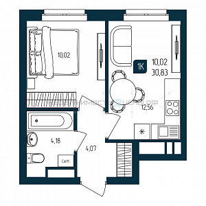 1 комн., 30.83м2, 4/25, Квартал Мятный, Тюмень