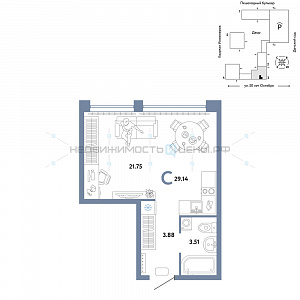 Студия, 29.14м2, 10/25, Сердце Сибири, Тюмень
