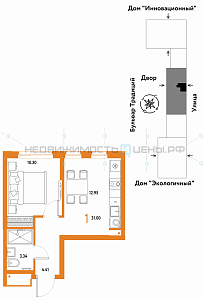 1 комн., 31м2, 14/15, Домашний, Тюмень