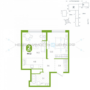 2 комн., 21.21м2, 16/24, Чистые пруды, Тюмень
