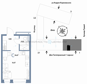Студия, 24.67м2, 7/13, Домашний, Тюмень