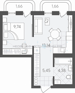 1 комн., 36.03м2, 7/24, Скандиа. Квартал в Слободе, Тюмень