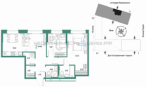 3 комн., 64.06м2, 6/13, Домашний, Тюмень
