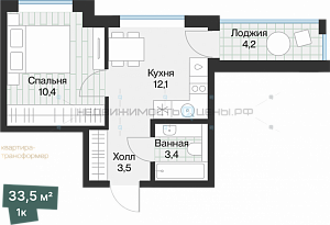 1 комн., 31.4м2, 3/4, Эклипт, Тюмень