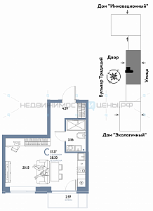 Студия, 31.27м2, 4/15, Домашний, Тюмень