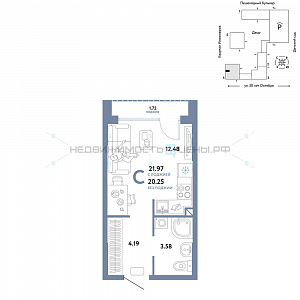Студия, 21.97м2, 6/25, Сердце Сибири, Тюмень