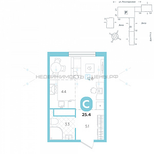 Студия, 25.4м2, 3/24, Чистые пруды, Тюмень