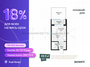 Студия, 25.2м2, 1/4, Эклипт, Тюмень