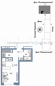 Студия, 24.78м2, 6/15, Домашний, Тюмень