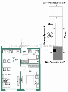 2 комн., 37м2, 14/15, Домашний, Тюмень