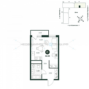 Студия, 32.58м2, 12/18, Игрим, Тюмень