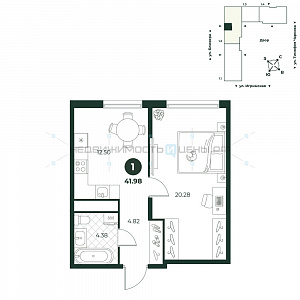 1 комн., 41.98м2, 3/18, Игрим, Тюмень