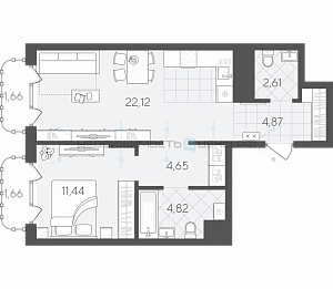 1 комн., 53.83м2, 23/24, Скандиа. Квартал в Слободе, Тюмень