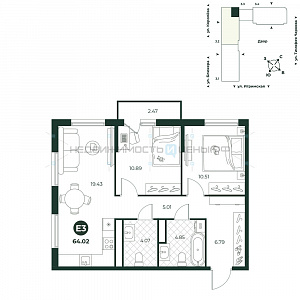 3 комн., 64.02м2, 5/18, Игрим, Тюмень