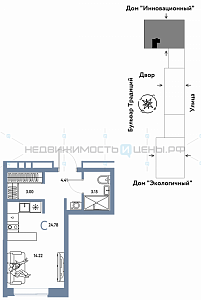 Студия, 24.78м2, 5/15, Домашний, Тюмень