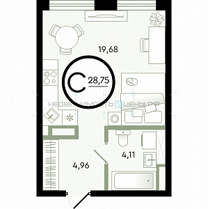 Студия, 28.75м2, 1/4, Зеленые Аллеи, Тюмень