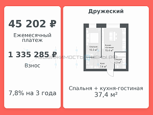 1 комн., 37.4м2, 2/14, Дружеский, Тюмень