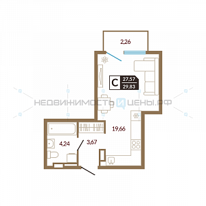 Студия, 29.83м2, 2/4, Озерный, Тюмень
