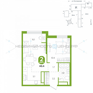 2 комн., 35.16м2, 16/24, Чистые пруды, Тюмень
