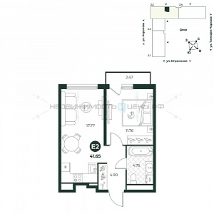 2 комн., 41.65м2, 18/18, Игрим, Тюмень