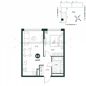 2 комн., 42.71м2, 4/18, Игрим, Тюмень