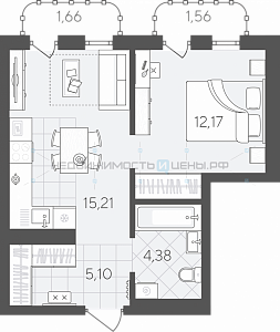 1 комн., 40.08м2, 8/24, Скандиа. Квартал в Слободе, Тюмень